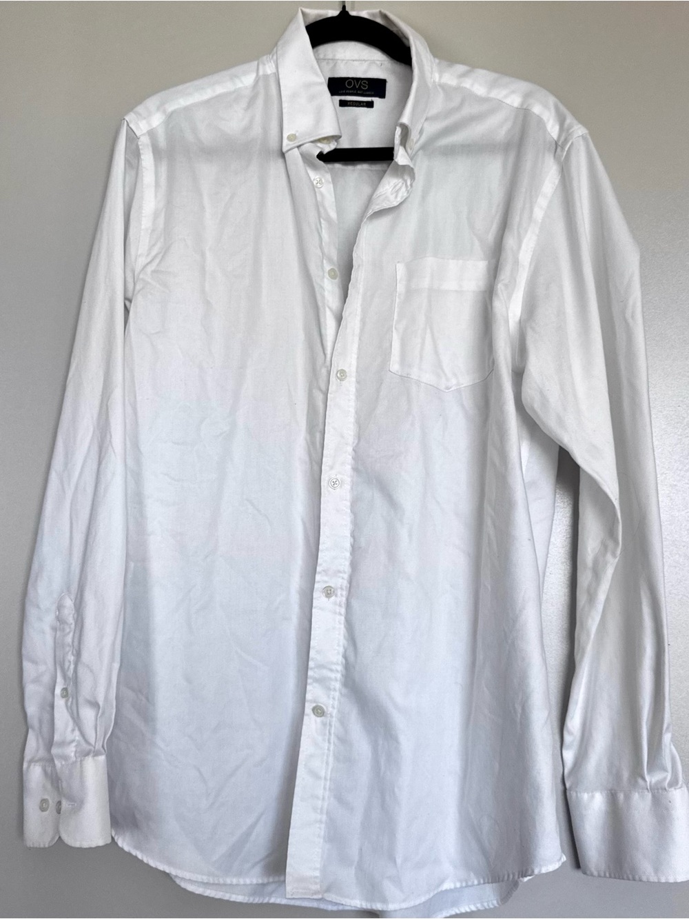 OVS Men’s White Regular Fit Button-Down Shirt